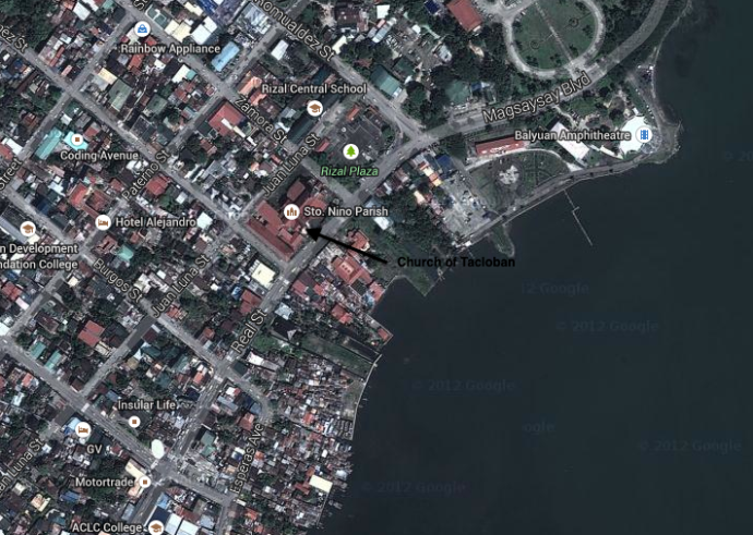 Map Showing Location of the Church of Tacloban