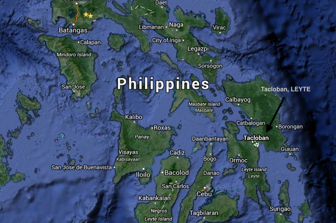 Map Showing Location of Tacloban in the Philippines